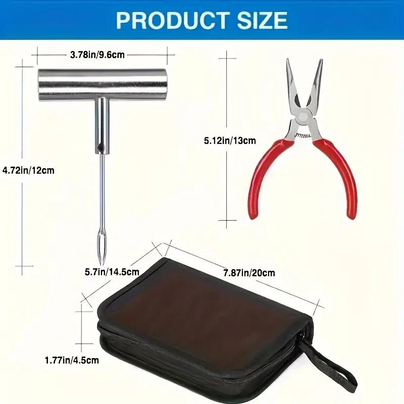 Tire Repair Kit 46PCS Motorcycle Car Accessories Studding Tool Set Puncture Pug Set Car Tire Repair Tool Auto Bike Tire Repair