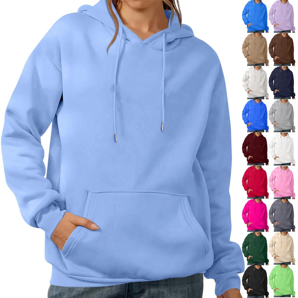 Women's Fashion Solid Color Casual Long Sleeve Hoodie