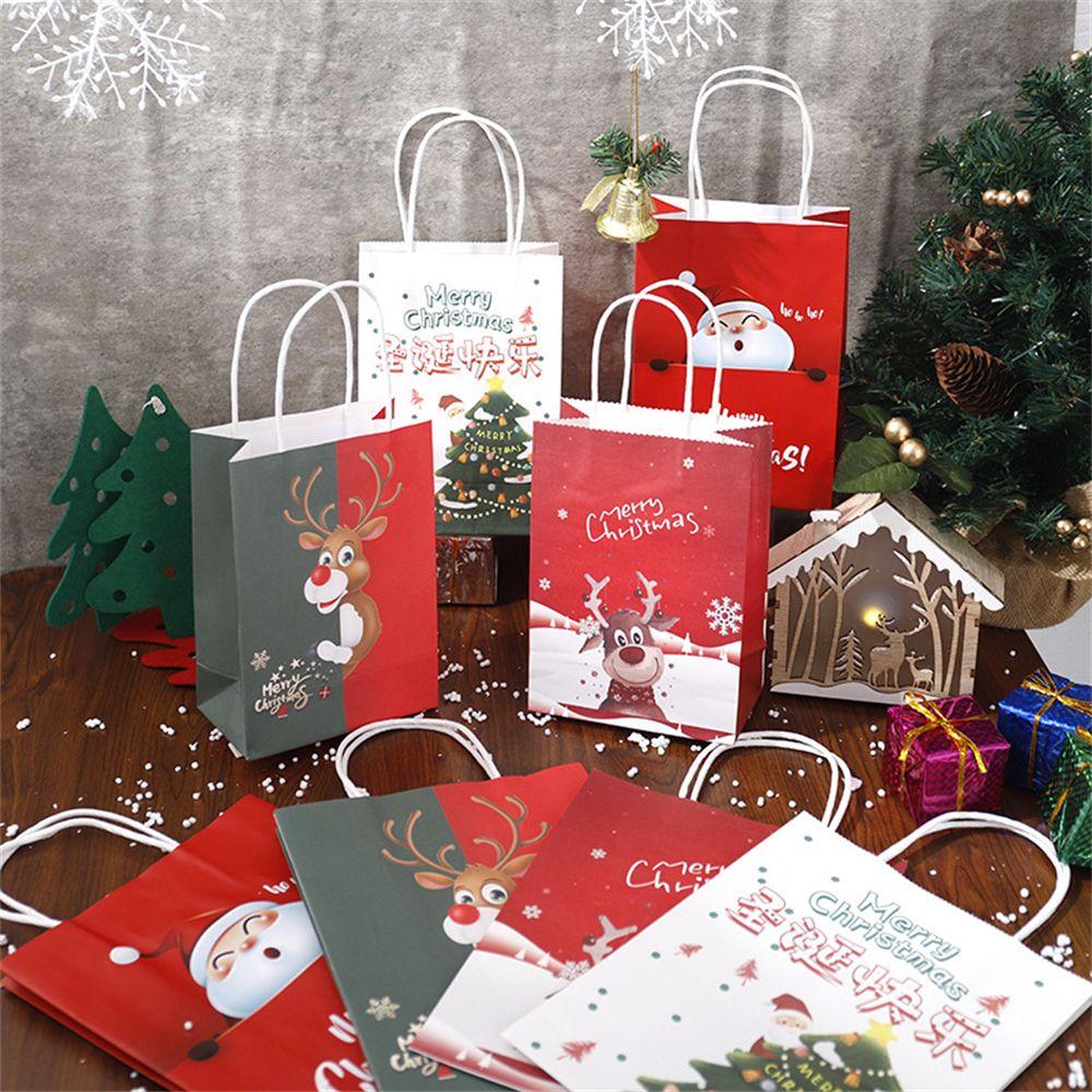 Decor Cake Package Candy Wrapping Bag Christmas Gift Bags Elk Santa Claus Kraft Paper Gift Box