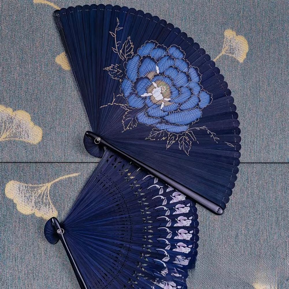 Веер складной женский в древнем стиле, черные ручные веера, художественные веера, бамбуковый веер, аксессуары для ханьфу