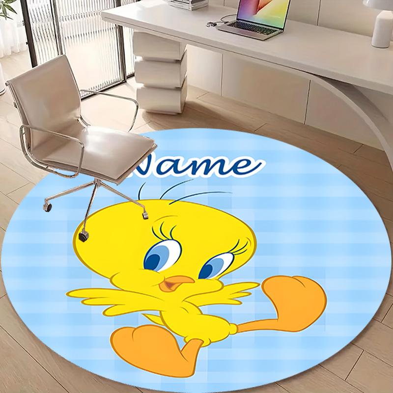 Personalized T-Tweety Round Chair Office Rug - Perfect for Mat, Office Chair & More - Ideal Gift for Birthdays and Holidays