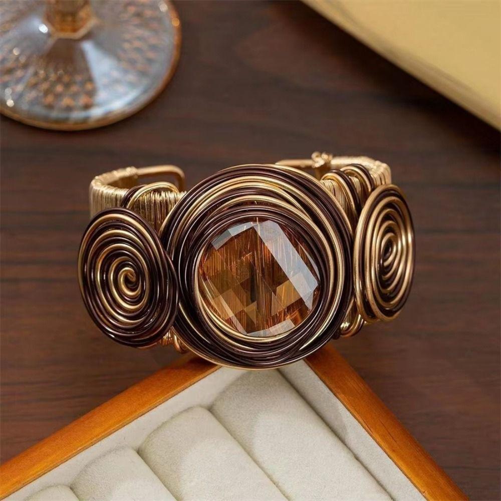 Opening Design Metal Bracelet Handmade Hand Ornament Wire Winding Cuff Bracelet Jewelry Gifts