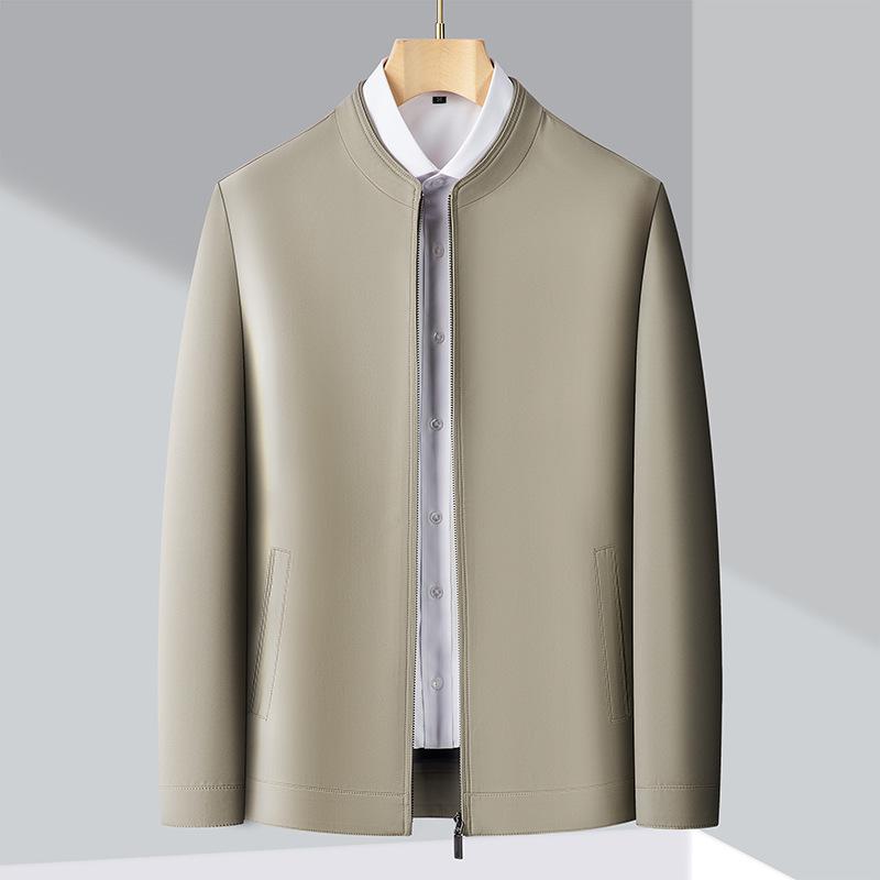 Men's Mulberry Silk Jacket Spring and Autumn New Business Casual Versatile Daddy Stand-up Collar Top for Men