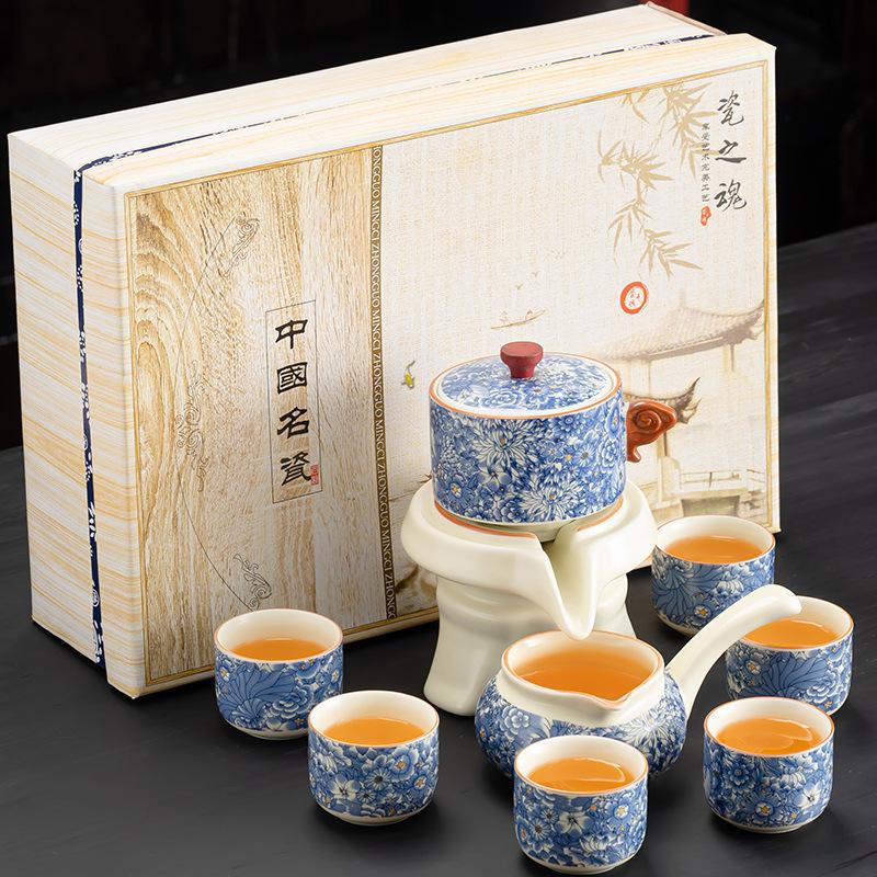 Ручной обжиг Кунг-фу чайный набор Домашний легкий люкс Высококлассный Офисный Полуавтоматический Заваривание чая Китайский стиль Деловые подарки