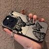 Retro Black Butterfly Phone Case For Iphone16 For Iphone17 15 14 Plus 13 12 11 Pro Max Electroplated Cover Case Funda Bumber 16E