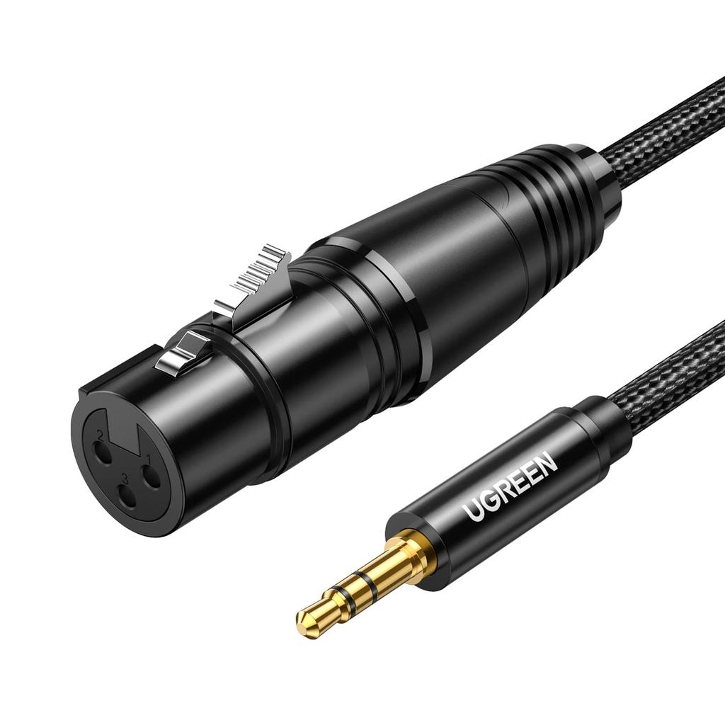 UGREEN XLR Conversion XLR Cable Microphone Cable Male To XLR Female Unbalanced Connection Nylon Braid High Durability Stereo To XLR Conversion Cable