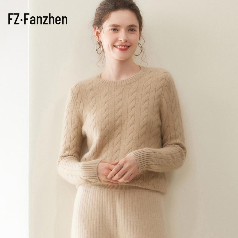 Fanzhen Women's Fall/Winter Cashmere Blend Crew Neck Sweater