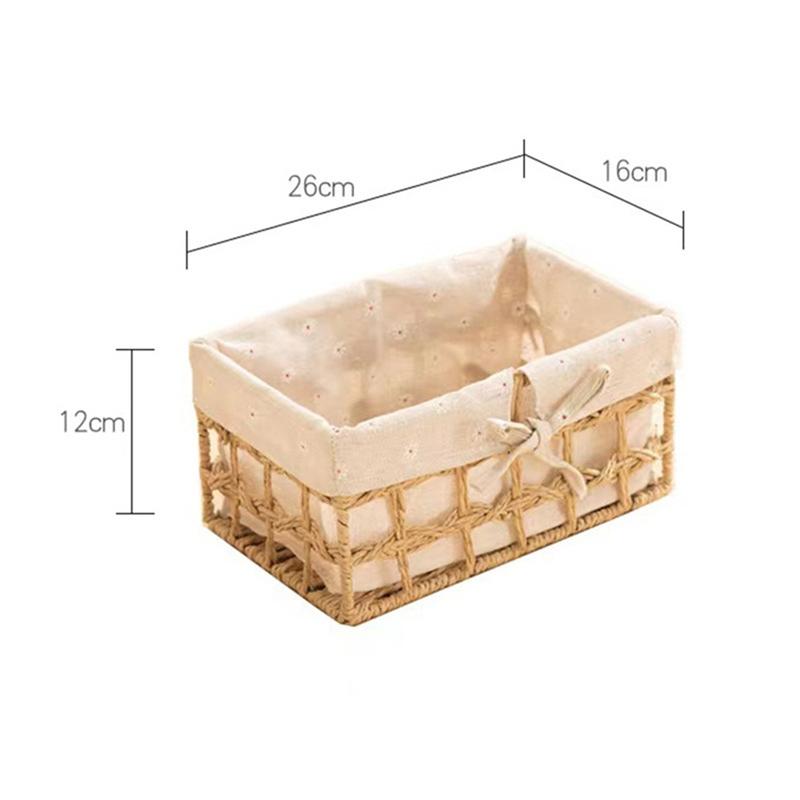 Rectangular Wicker Basket Cube Storage Box Wicker Storage Basket Hand-Woven Paper Rope Decorative