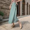 Summer Design One Piece Skitts Women High Waist Elegant Lace Up Chiffon Skirt Solid Color Thin Mid Length A-line Fallas