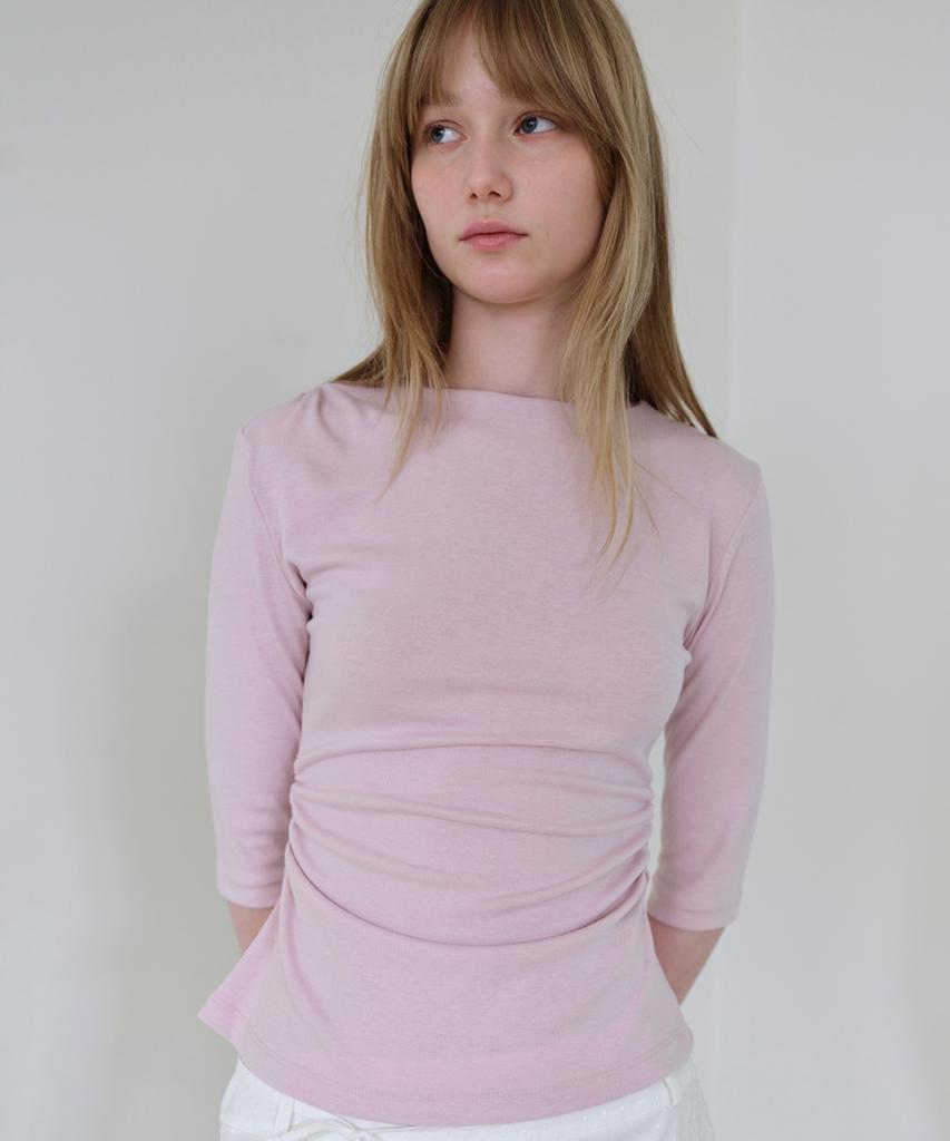 AHWE Shirred Boatneck Top_Light Pink