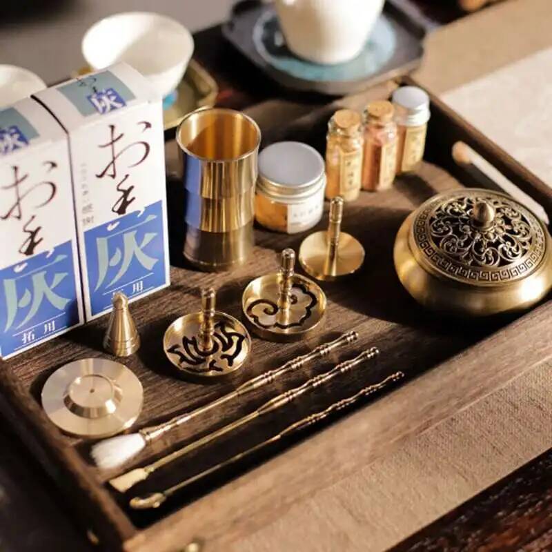 Латунный курильница для благовоний Портативный DIY Дзен курильница для благовоний Печать благовоний Керамический набор Ручной ароматический порошок Изготовление курильницы для благовоний