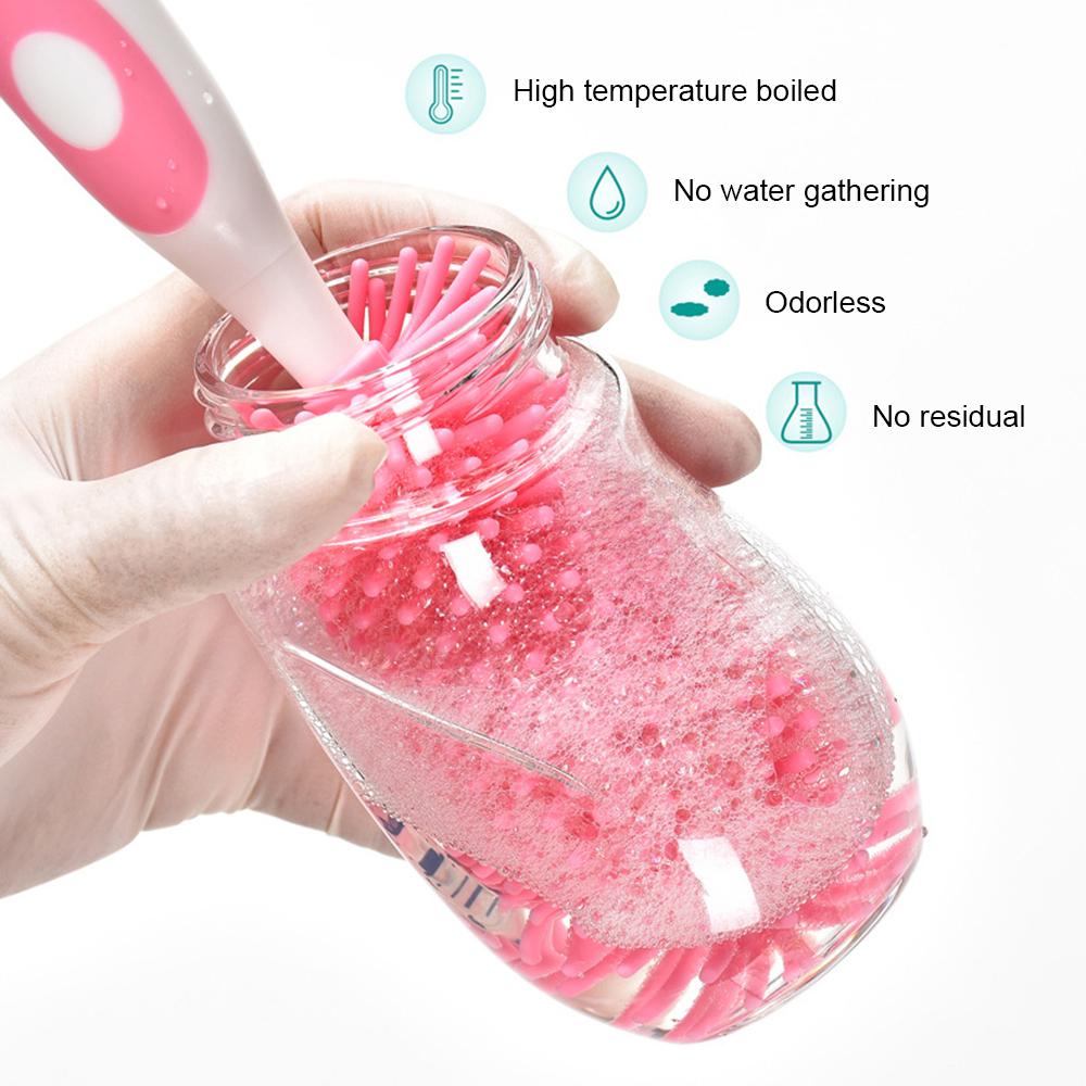2 in 1 Silicone Bottle Brush Baby Bottle Cleaner Nipple Brush Detachable Brush Standing Brush Set For Feeding Bottles Cleaner for Narrow Neck Bottles