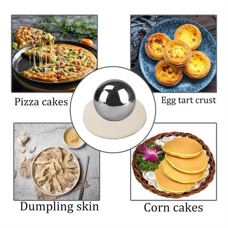 Non stick Stainless Steel Dough Rolling Ball Tool Smooth Surface for Pizza Pastry Bakery Kitchen Cooking
