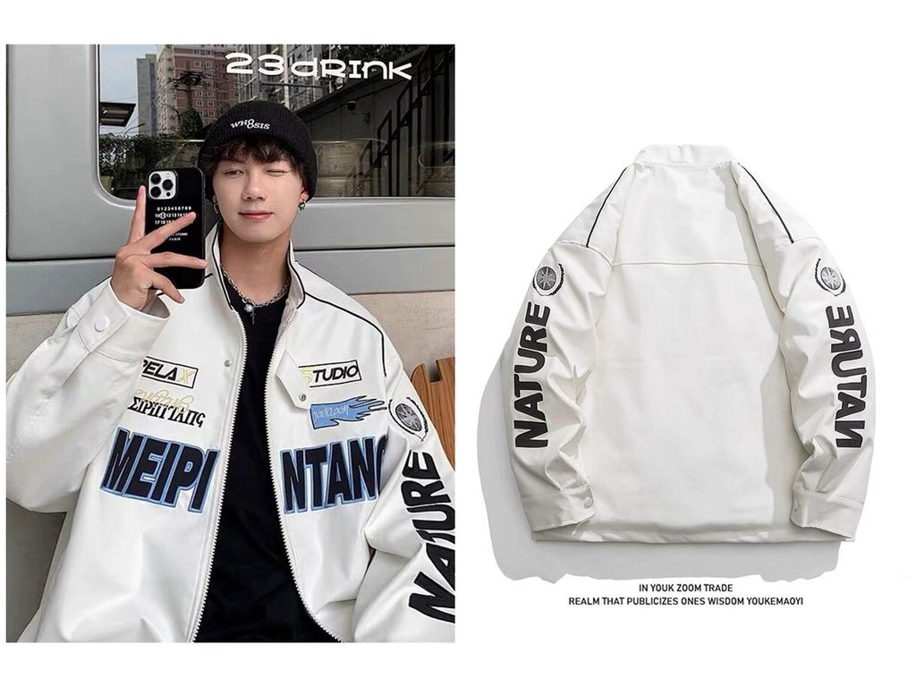 Ретро американская мотоциклетная куртка: Универсальный, Свободный крой, Хип-хоп стиль для мужчин и женщин