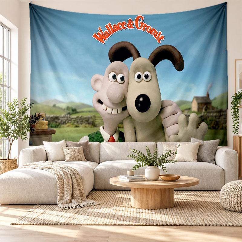 Wallace & Gromit Wall Tapestry Home Decor Hanging Cloth Art Background Tapestry for Bedroom
