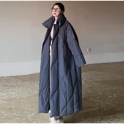 Повседневное длинное хлопковое пальто свободного покроя с воротником-стойкой, однотонное однобортное толстое макси-пальто, зимнее теплое женское пальто