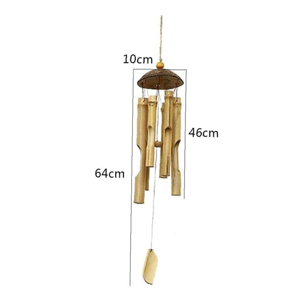 6 Tubes Bamboo Wind Chime Natural Coconut Shell Wind Chimes Handmade Wind Chime