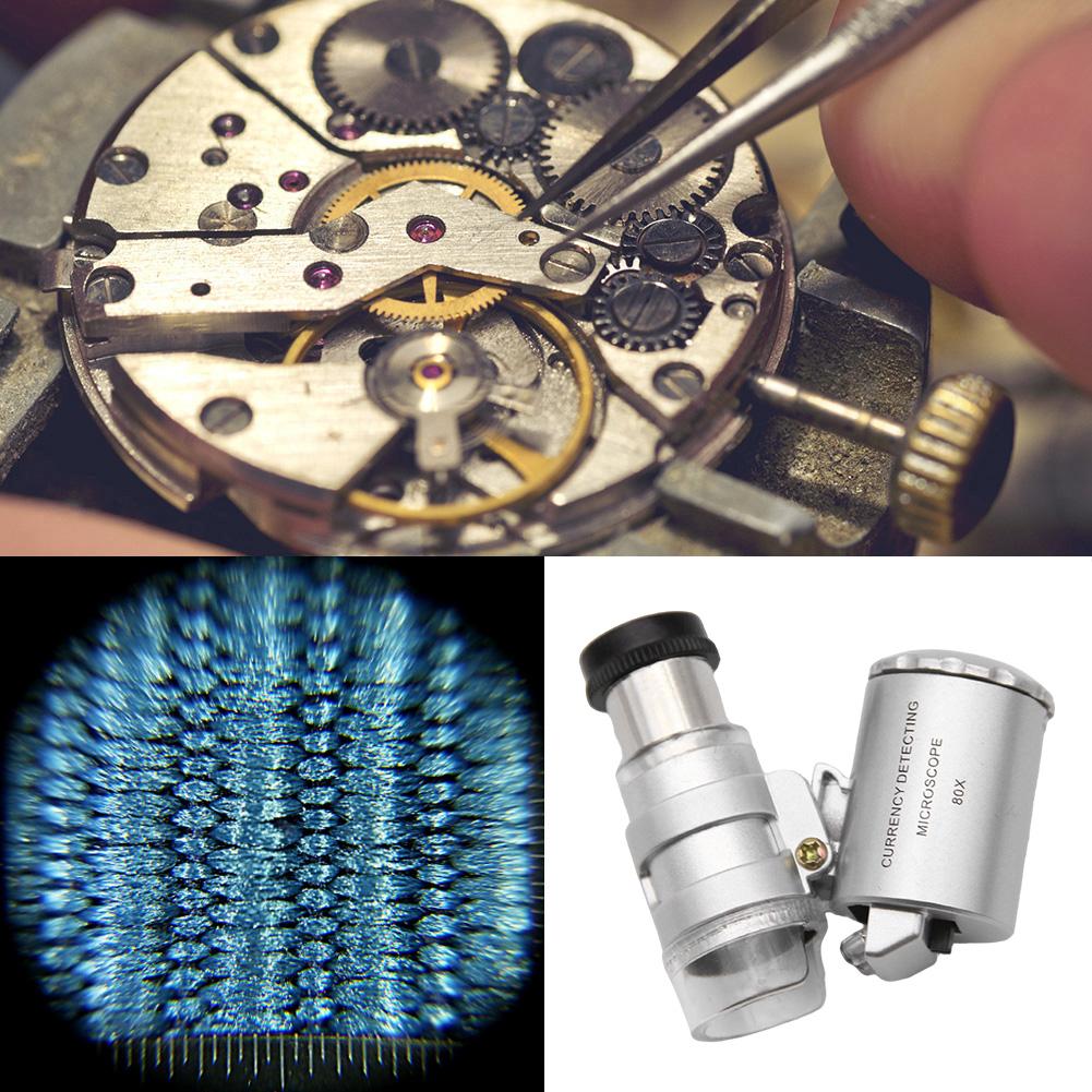 Jewelry Appreciation Microscope with LED Adjustable Jeweler Loupe Folding Handheld Magnifying Glass for Jewelry Observation