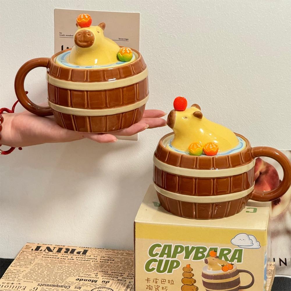 Ceramic Capybara Mug Cute Kawaii Coffee Cups Creative Capybara Water Bucket Cup  Home
