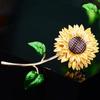 Women's Flower Enamel Brooch Pin Sunflower Rhinestone Brooches Crystal Jewelry