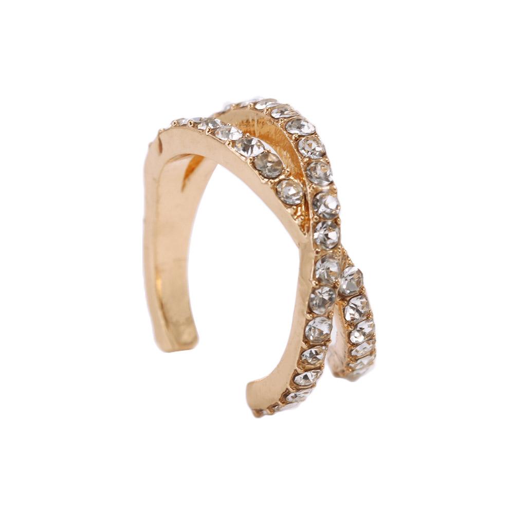 Korean Geometric Temperament Girls Non Pierced Crystal Ear Clips Women Cross Clip Earrings Ear Cuff