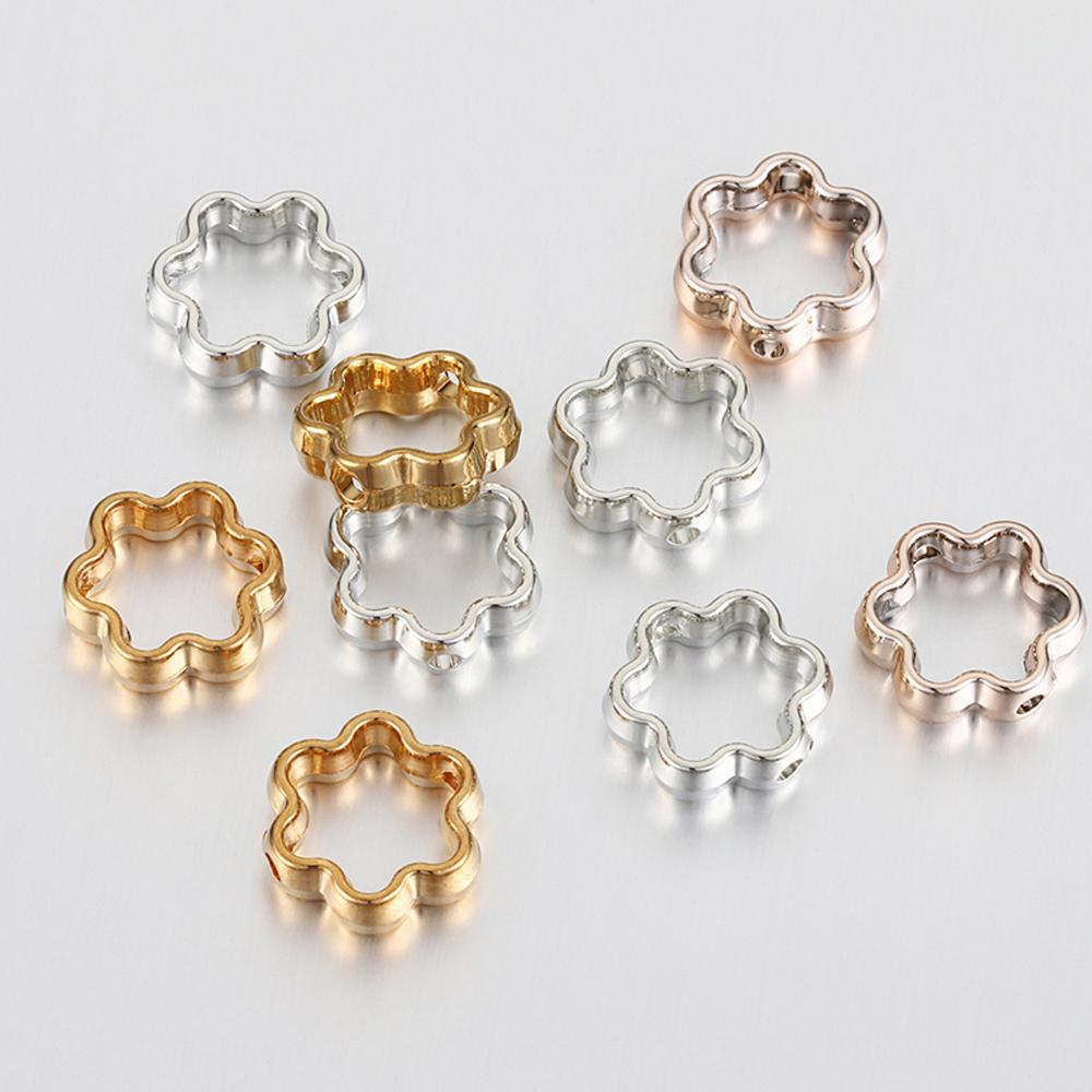 50pcs Two Hole CCB Flower Frame Spacer Beads DIY Necklace Bracelet Earrings Connectors Pendants Jewelry Accessories