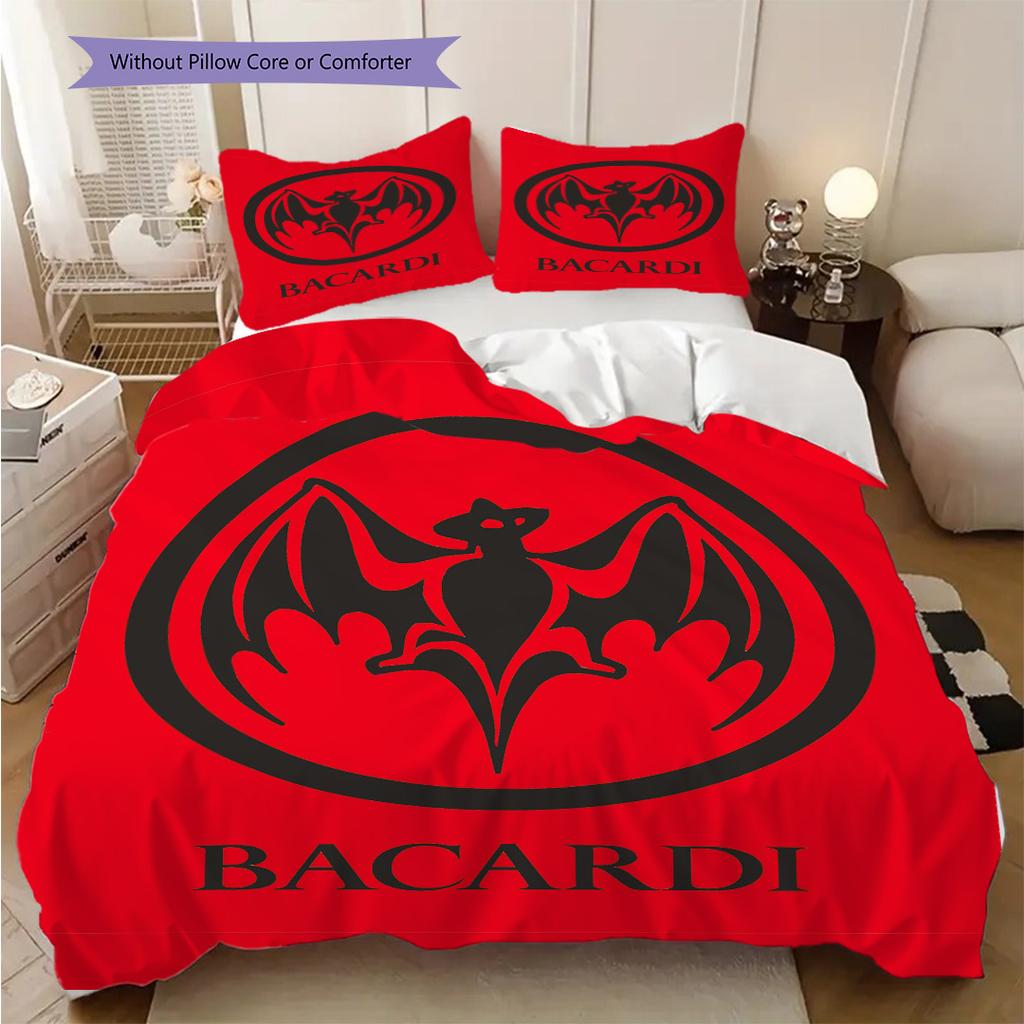 Bold Bacardi Emblem Three-piece set (1 * duvet cover + 2 * pillowcase, without core) 2D Flat Soft and comfortable Bedding set Christmas birthday gift