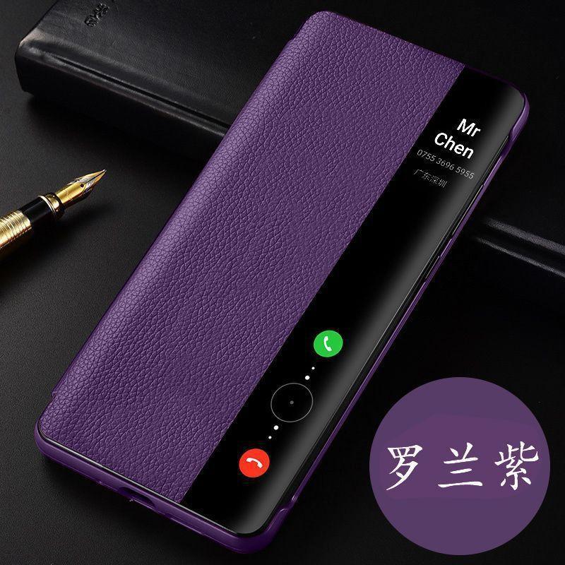 Чехол-книжка с полной защитой из кожи для Mate 60 Pro с умным окном, ударопрочный, с силиконовой задней крышкой, матовое покрытие, деловой стиль