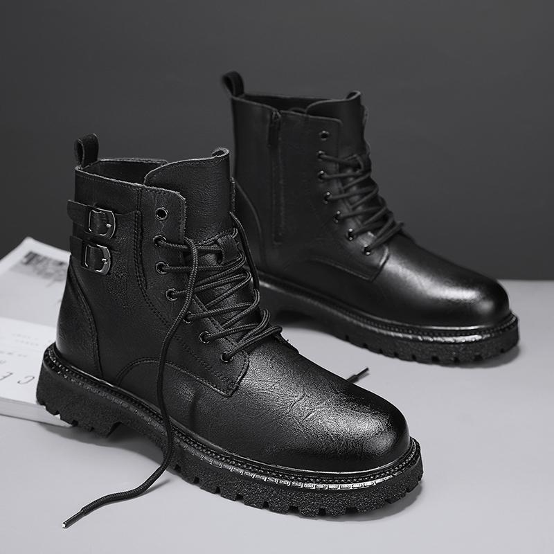 Мужские высокие кожаные ботинки на молнии Ботильоны для активного отдыха Мягкая обувь