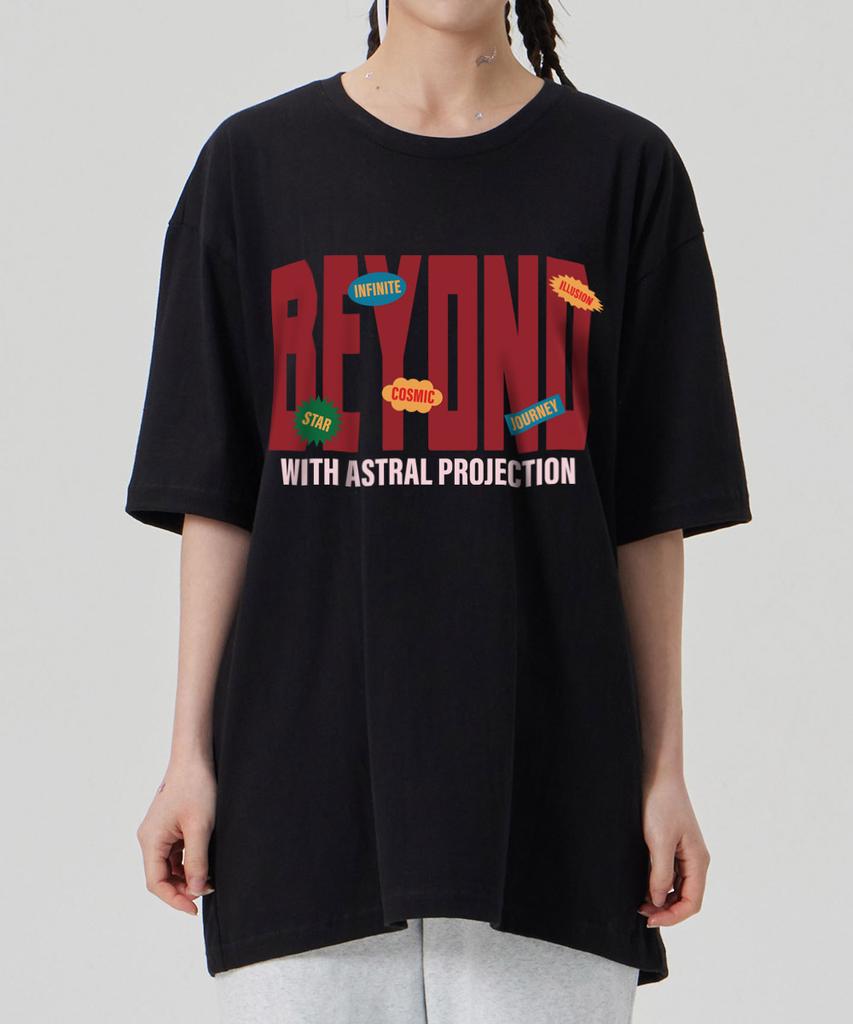 ASTRAL PROJECTION [Beyond With Astral] Cotton Loose Fit Short Sleeve T-Shirt_Black