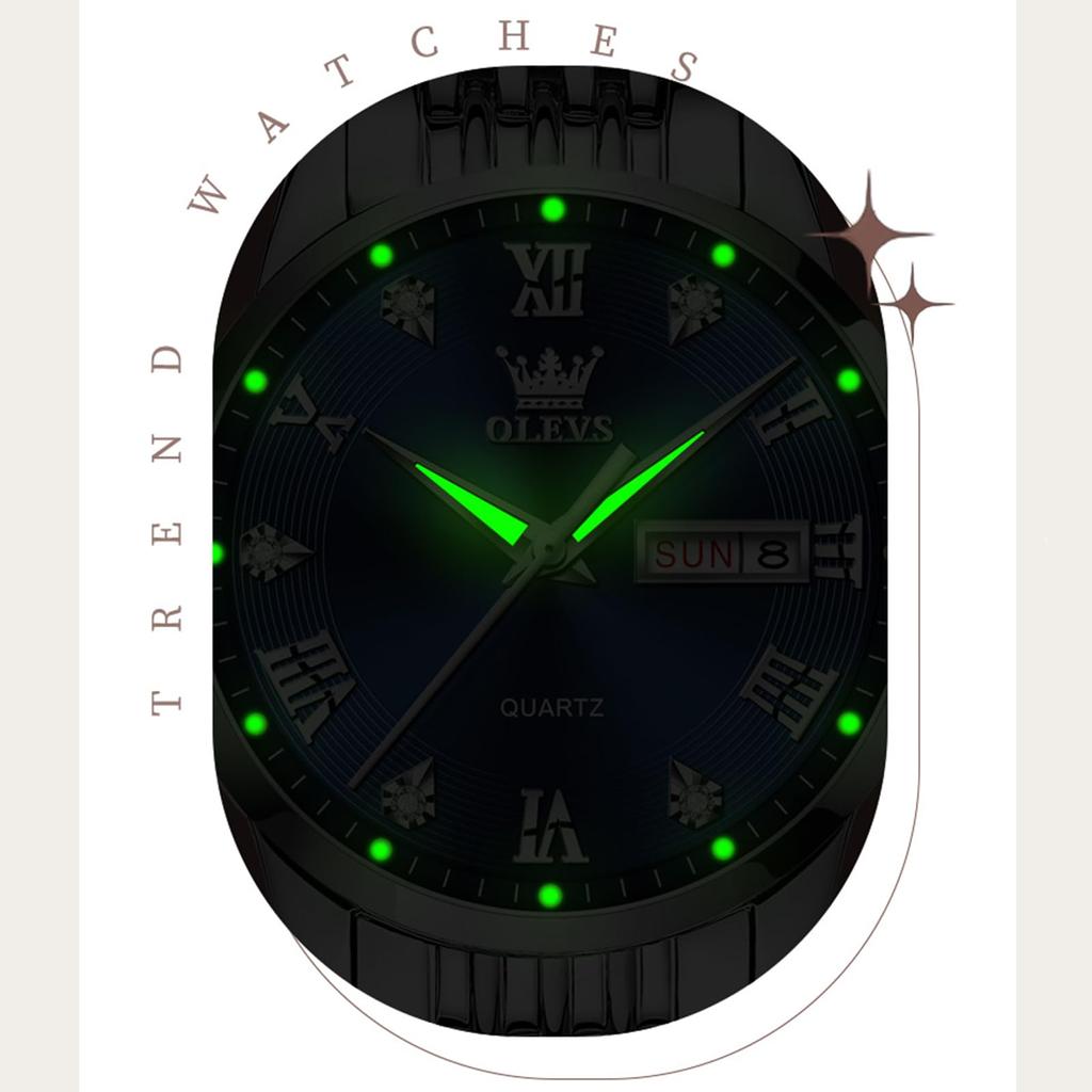 OLEVS наручные стильные деловые часы для женщин, аналоговые модные популярные женские аналоговые золотые часы из нержавеющей стали с синей ручкой, синие женские часы для рождественского подарка,