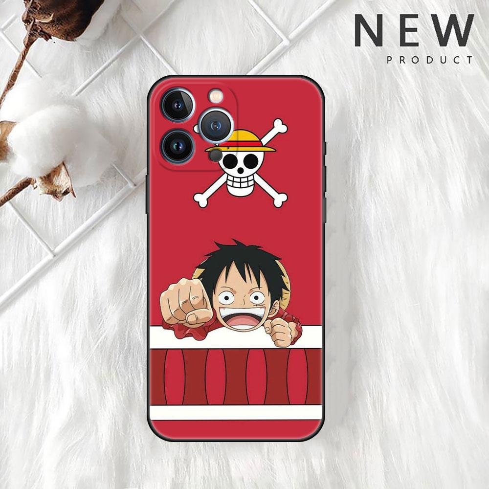 Case For Apple iPhone 11 13 14 12 Pro 7 Plus XR X XS Max 6 6S 13Pro Max Black Silicone Phone Funda Anime One- Piece