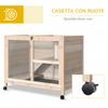 2-Tier Wooden Rabbit Hutch with House, Ramp and Pull-Out Tray, 91.5x53.3x73cm