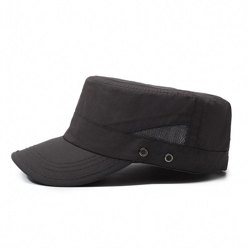 Summer quick-drying flat-top hat men's outdoor cool and breathable sports hat curved brim adjustable mesh sun hat