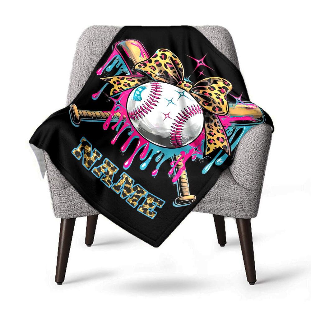 Baseballthemed Home Customize Your Name Blankets Comfortable Soft Lightweight Allseason Multipurpose Blanket For Picnics Sofas Offices Beds Living