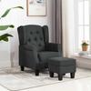 Armchair with Footstool Dark Grey Fabric