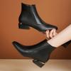 Women Boots Fashion Ankle Boots for Women Pointed Toe Women Shoes Low Heel Leather Boots Casual Black Winter Platform Shoes
