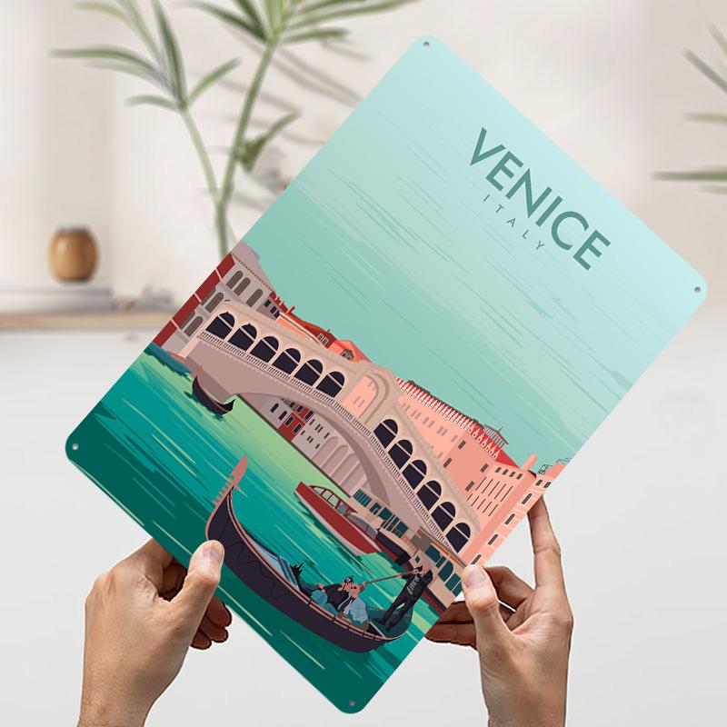 Venice Italy Travel Print Tinplate Poster Custom Wall Art Vintage Metal Signs Retro Tin Plaque for Decoration Home Decor Items