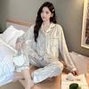 Женская пижама, новый комплект пижам с длинными рукавами на осень и зиму, золотистый бархат, теплая домашняя одежда для женщин