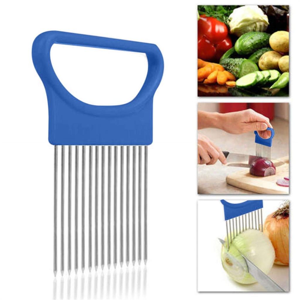 Stainless Steel Fork , Onion Vegetable Slicer, Kitchen Cutting Auxiliary Rack Cutting Tool, Convenient Fast Cutting Vegetables