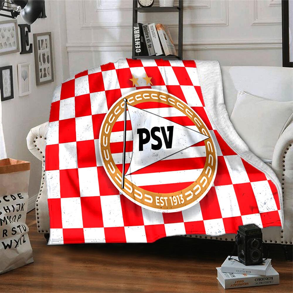Psv Sports Emblem Flannel Blanket, Soft Polyester, Modern Design, All-Season for Camping, Travel, Gifts for holidays or birthdays
