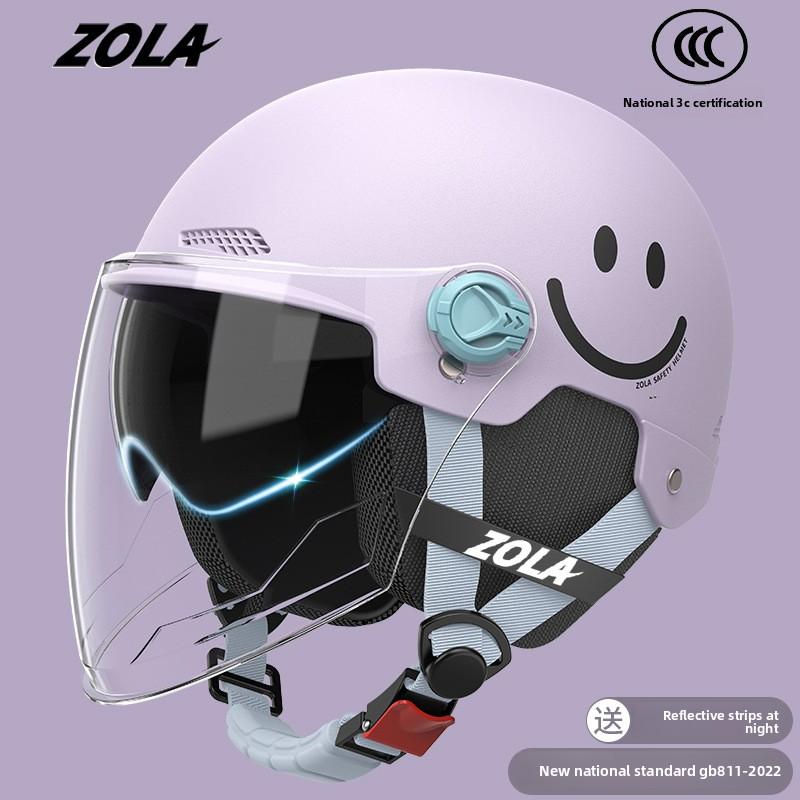 Helmet Electric Car Women's 3c Summer Helmet Double Lens Model with Ear Protection and Sun Protection Class A Riding 3C Certified Battery Car Sunshade