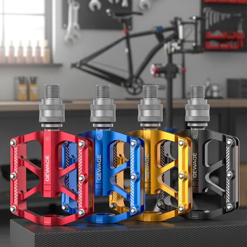 Lightweight Platform Bicycle Pedals with Aluminum Bearings and QR Quick Release