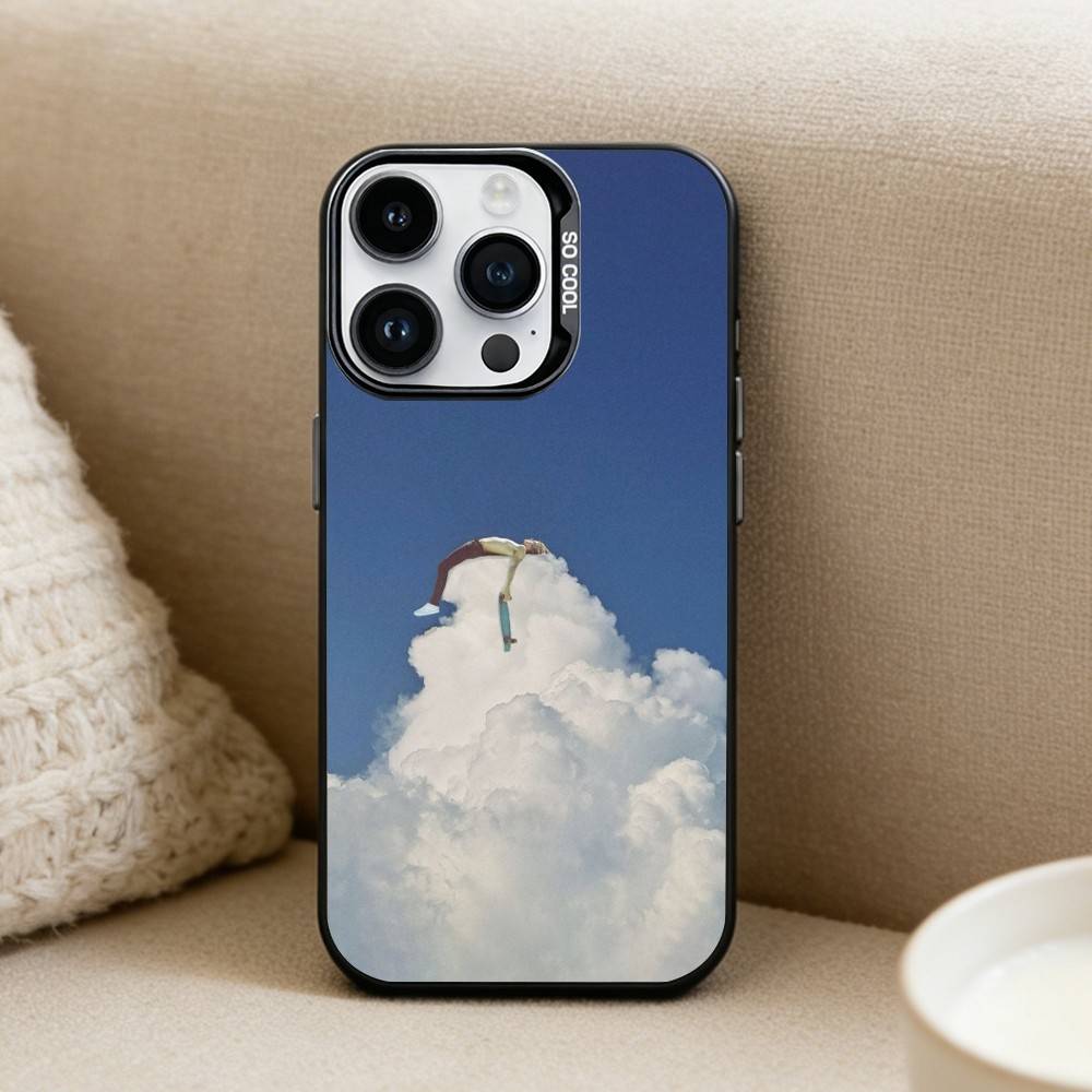 Сюрреалистичный стиль Чехол для телефона для iPhone 17, 16, 15, 14, 13, 12 Pro Max Черный Матовый Конфетный Ударопрочный Чехол