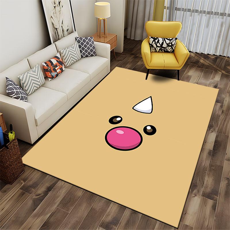 Cute Cartoon Face on Beige Carpet suitable as a non-slip mat for the living room or bedroom sofa