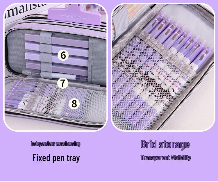 Large Capacity Three-Layer Pencil Case with Color Blocking - Multi-functional Stationery Box for Students