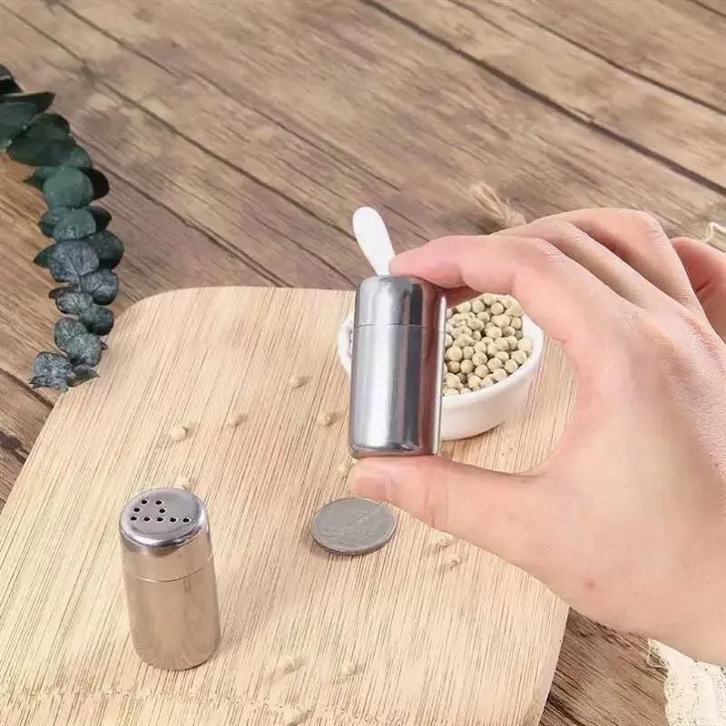 1 шт. Пищевые stainless steel банки для специй Мини-портативные солонки и перечницы, Герметичные для кемпинга и пикника