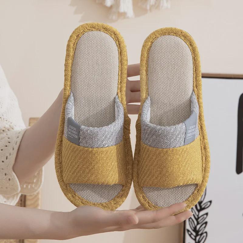 Нескользящие льняные тапочки для пар: Прочный, бесшумный и комфортный для любого сезона