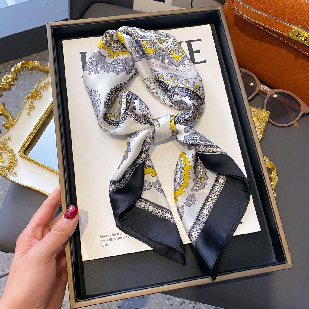 70cm Korean-Style Silk Square Scarf: Fashionable, Versatile Neck Protection and Decorative Accessory