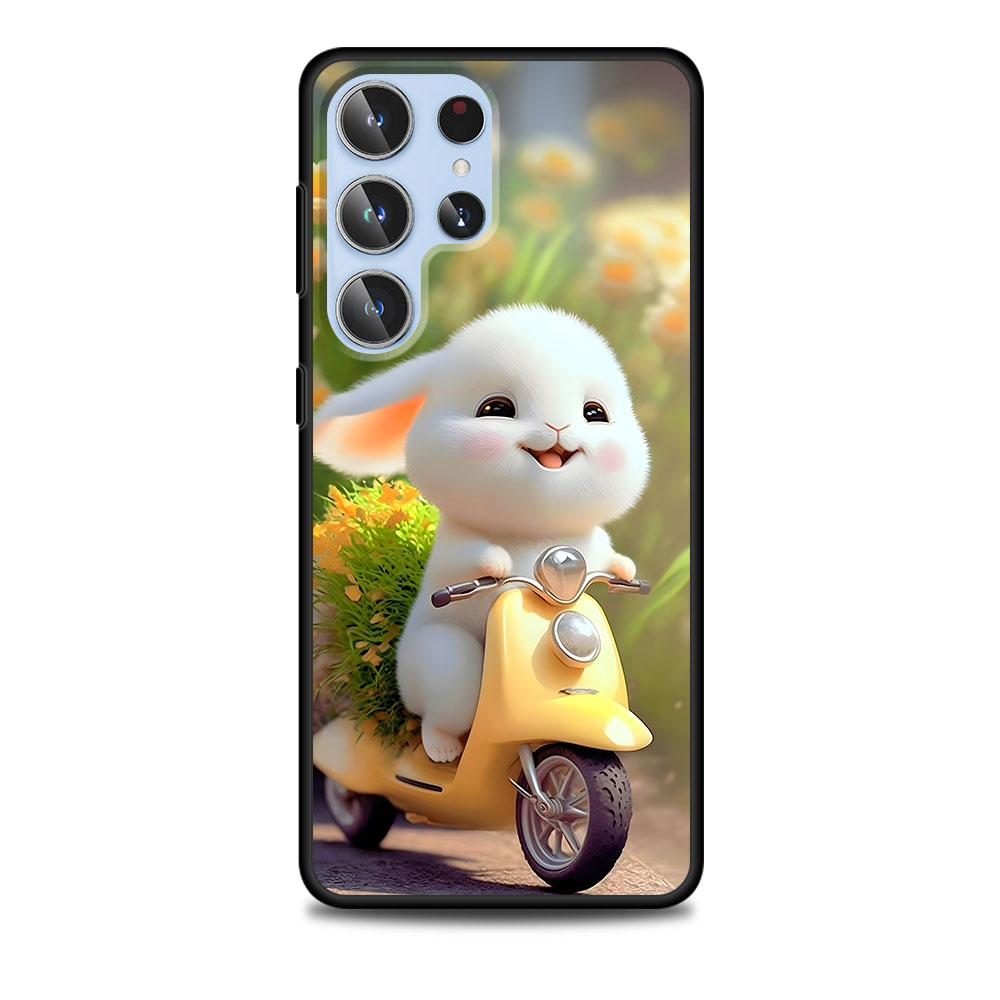 Милый Кролик в Фиолетовой Шляпе Чехол для Samsung Galaxy S23 S21 S20 FE S24 S22 Ultra S10 S10e S9 Plus Мягкий Черный ТПУ Чехол для Телефона